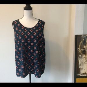 Pixley Geometric Tank Navy and Teal
